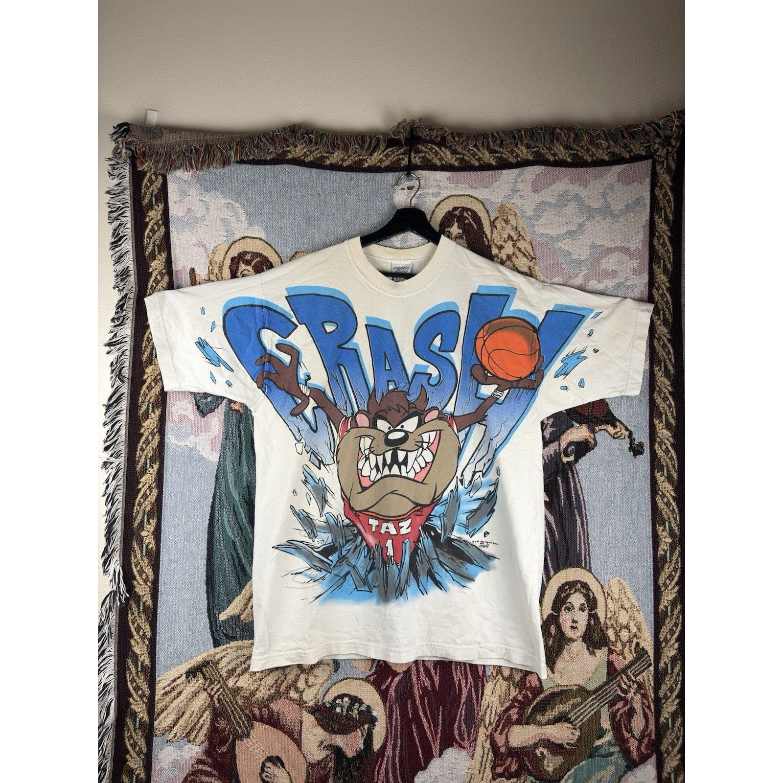 Aop Looney Tunes Vintage Tasmanian Devil Crash Graphic Shirt Size Xl